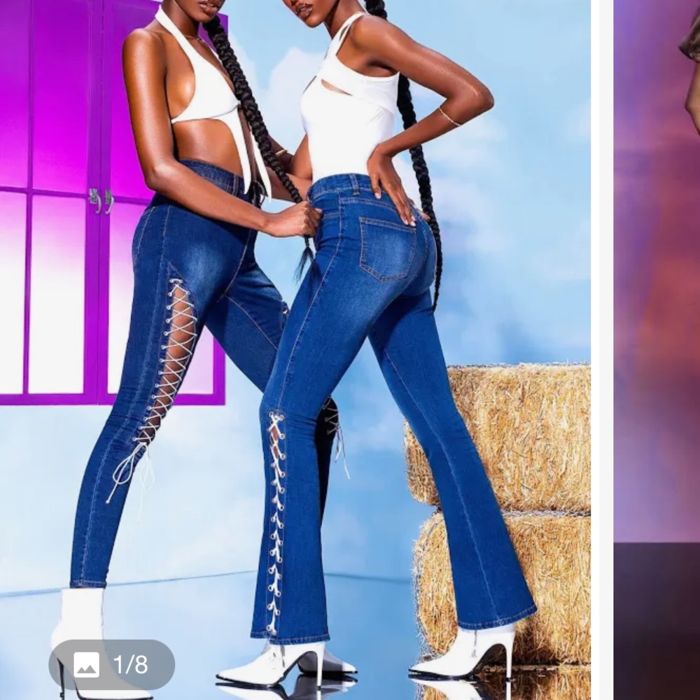 NWOT Fashion nova strings attached lace up jeans